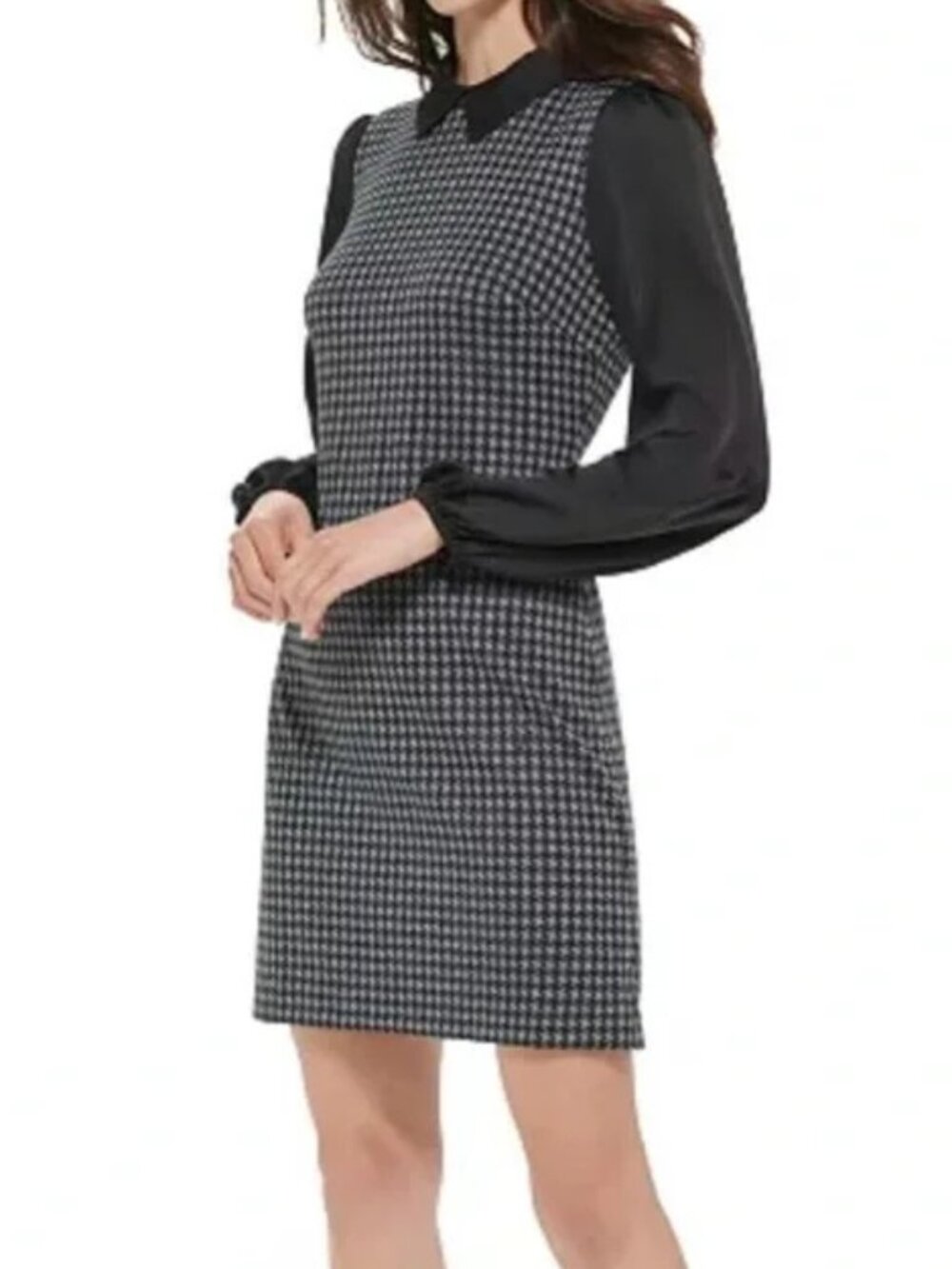 Tommy Hilfiger ✨ Houndstooth Shift Dress Size 6P NWT Black Gray